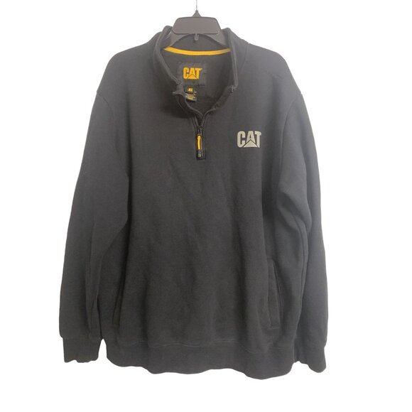 CAT Caterpillar Quarter Zip Canyon Sweatshirt Size XL Black - Picture 1 of 6